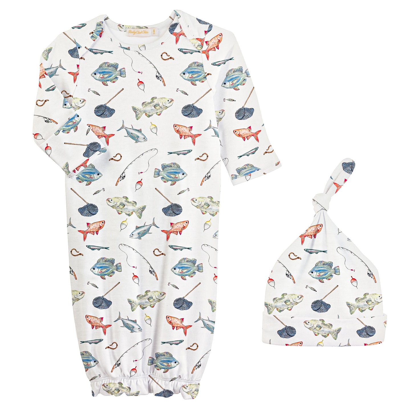 Printed Gown & Hat Set, Fishing Day