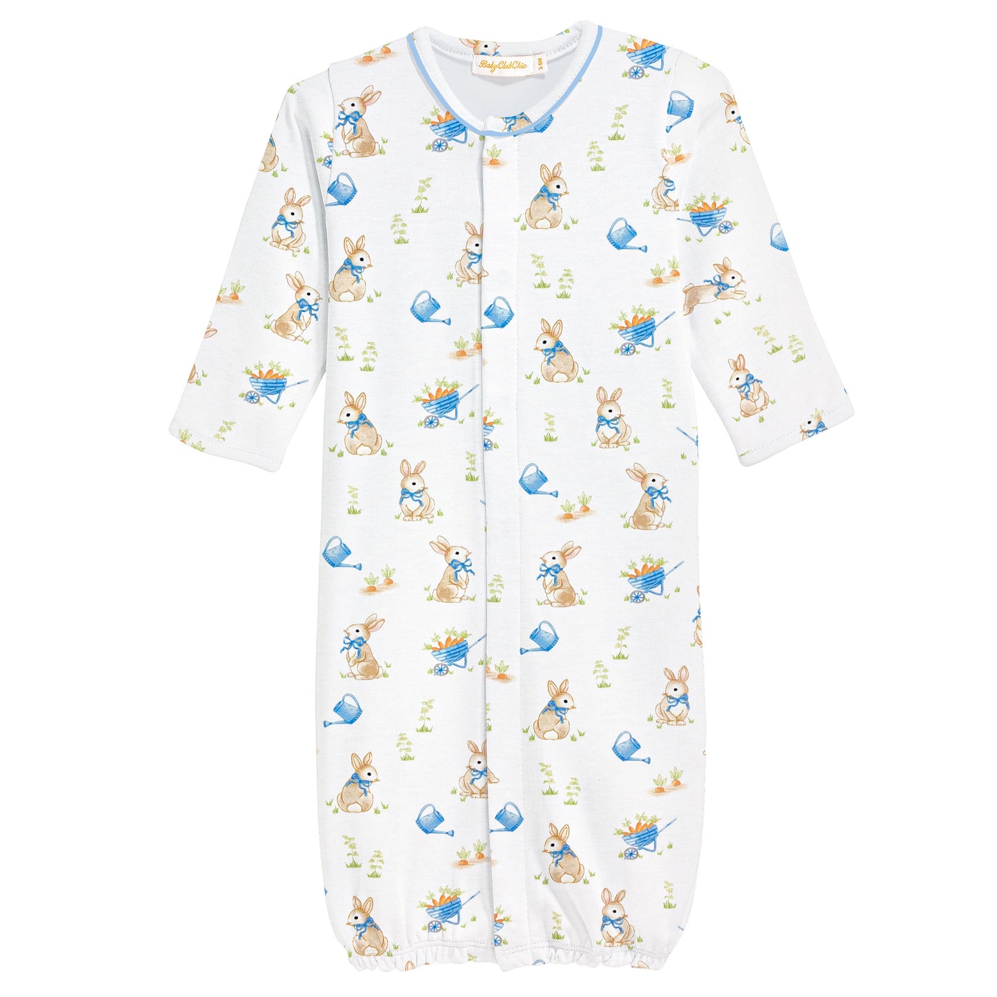 Printed Convertible Gown with Piping, Bunny’s Garden