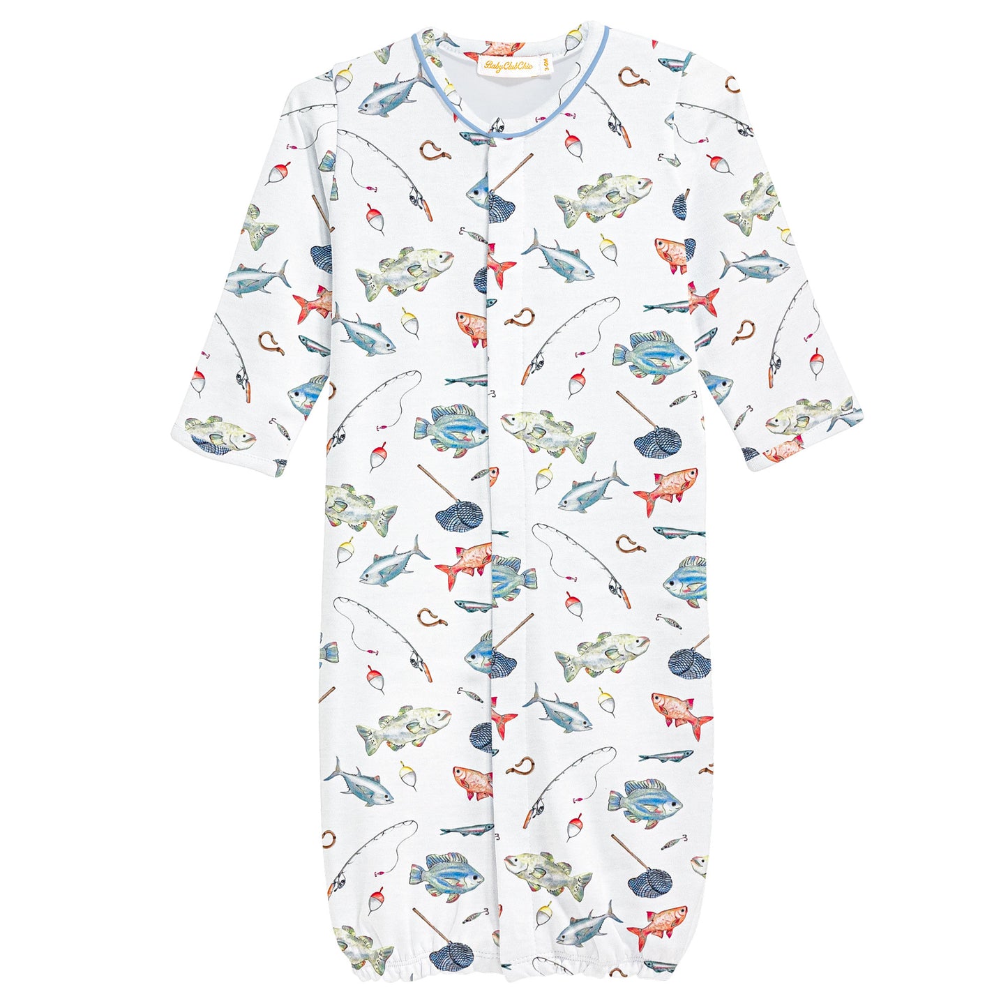 Printed Convertible Gown with Piping, Fishing Day