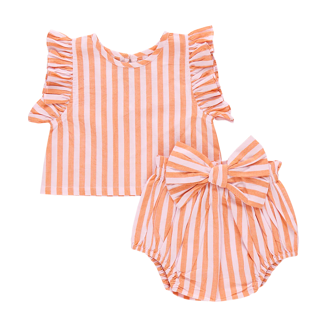 Baby Girls Abigail 2-Piece Set - Orange Pink Stripe