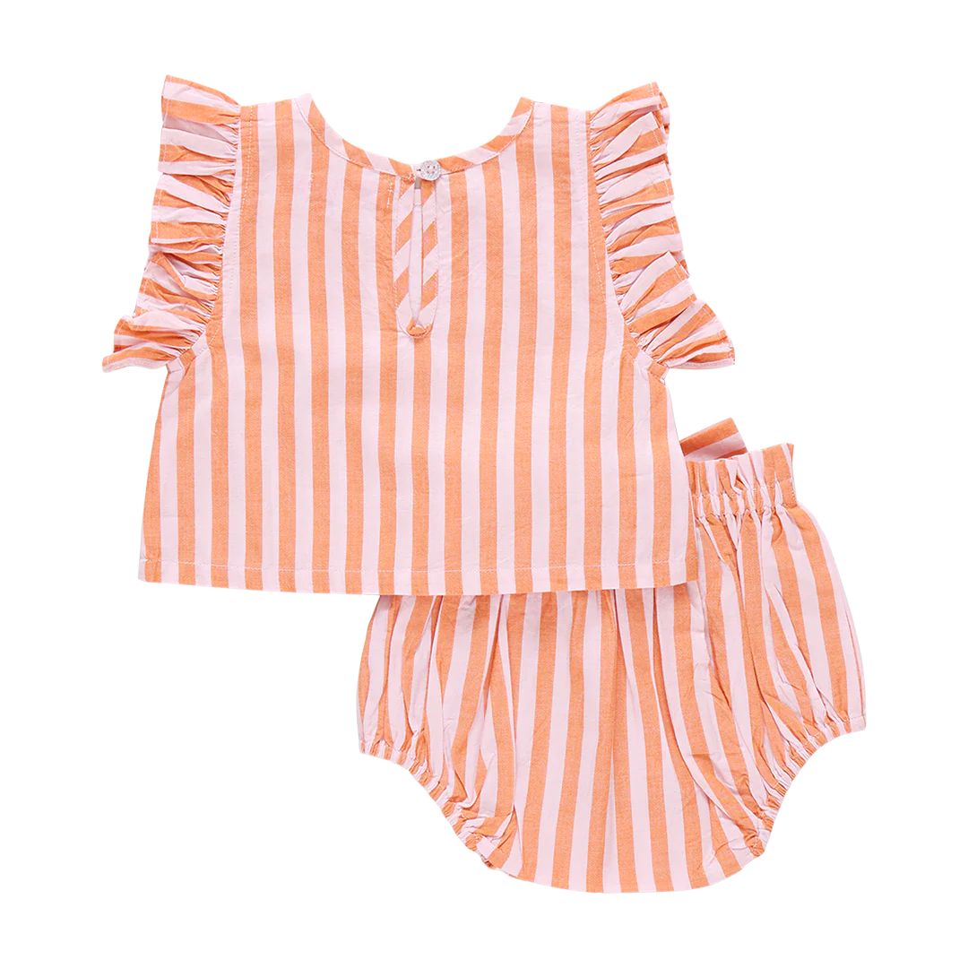 Baby Girls Abigail 2-Piece Set - Orange Pink Stripe