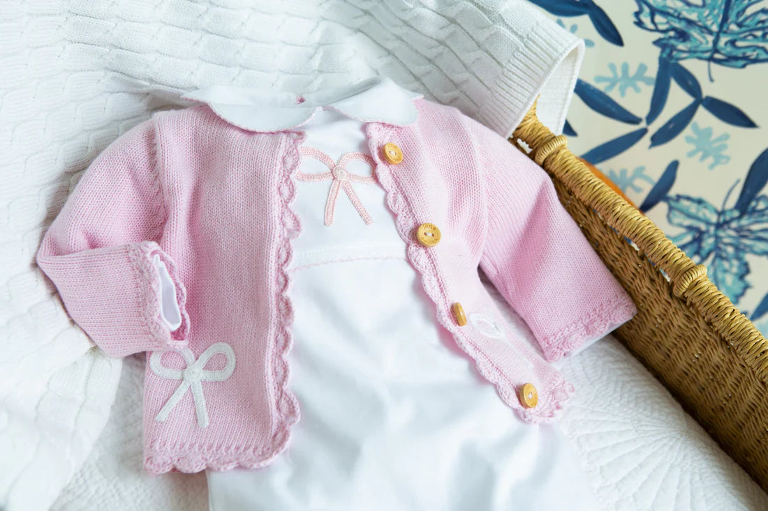 Crochet Playsuit - Pink Bow