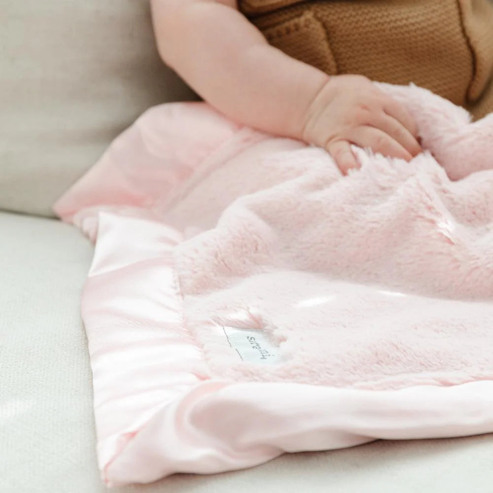 SATIN BORDER MINI BLANKET, LIGHT PINK