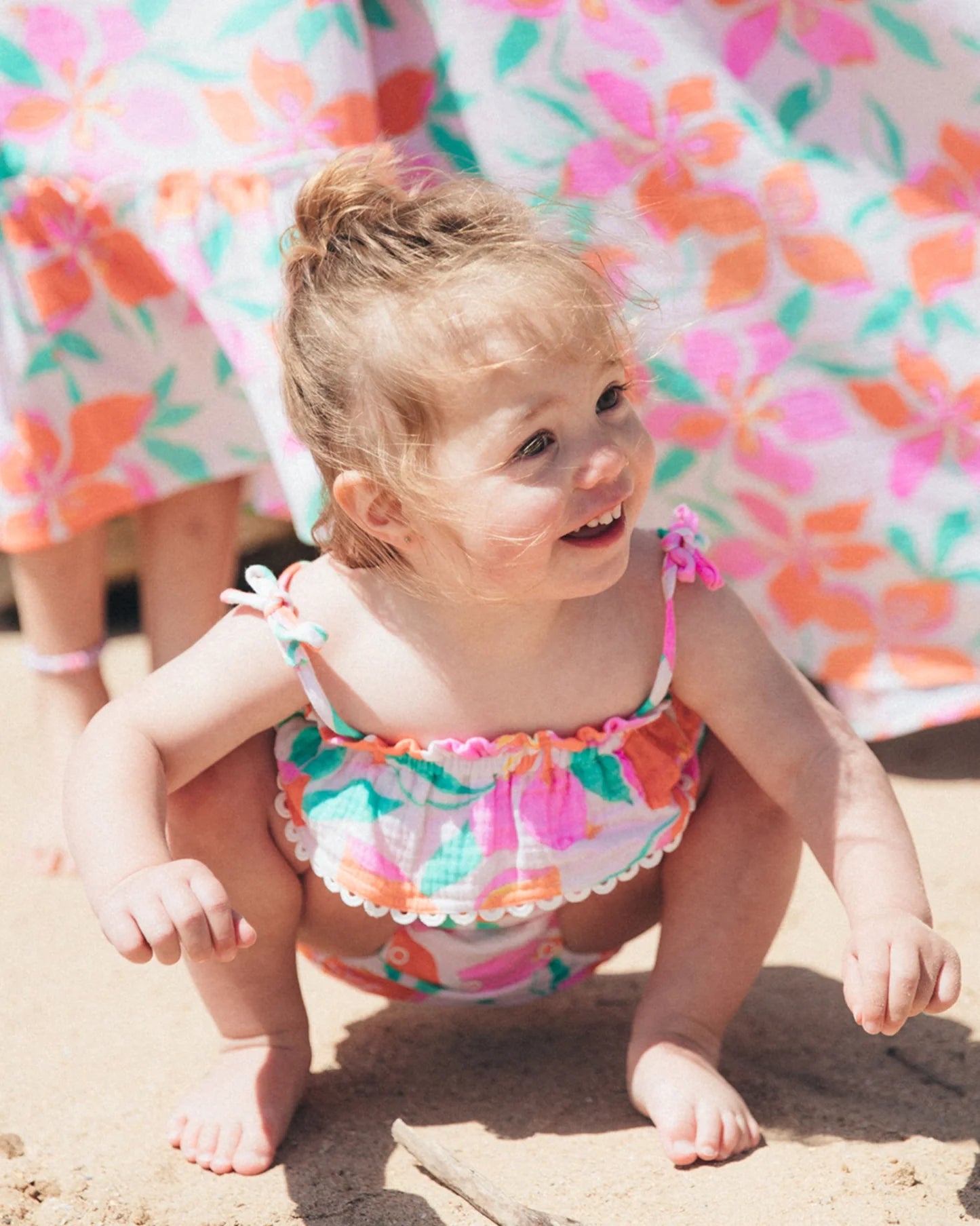 Bonita Romper, Ecru Floral