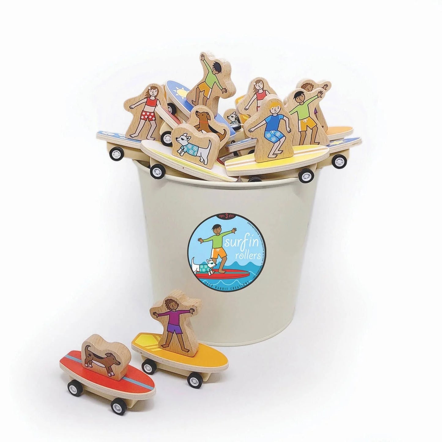 Surfer Kids & Dogs Pull Back