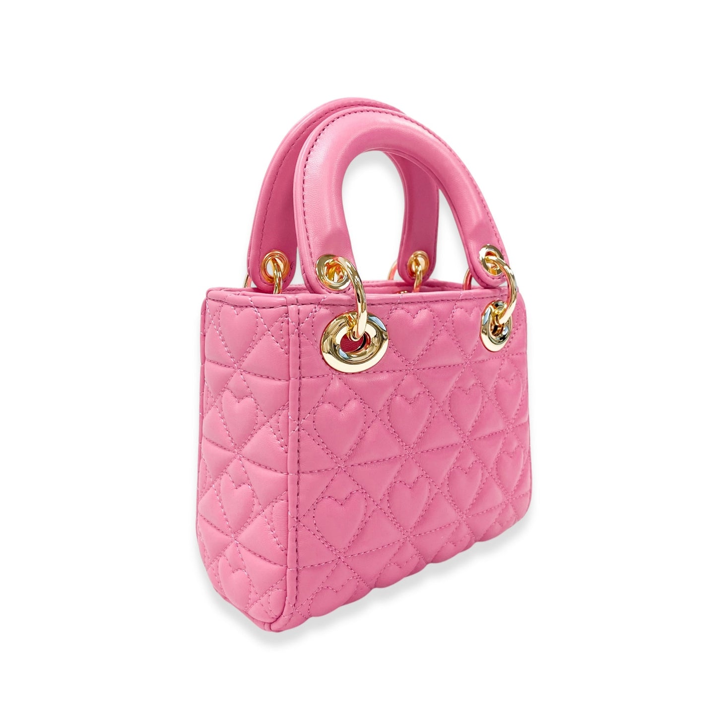 Heart Quilted Bag, Fuchsia