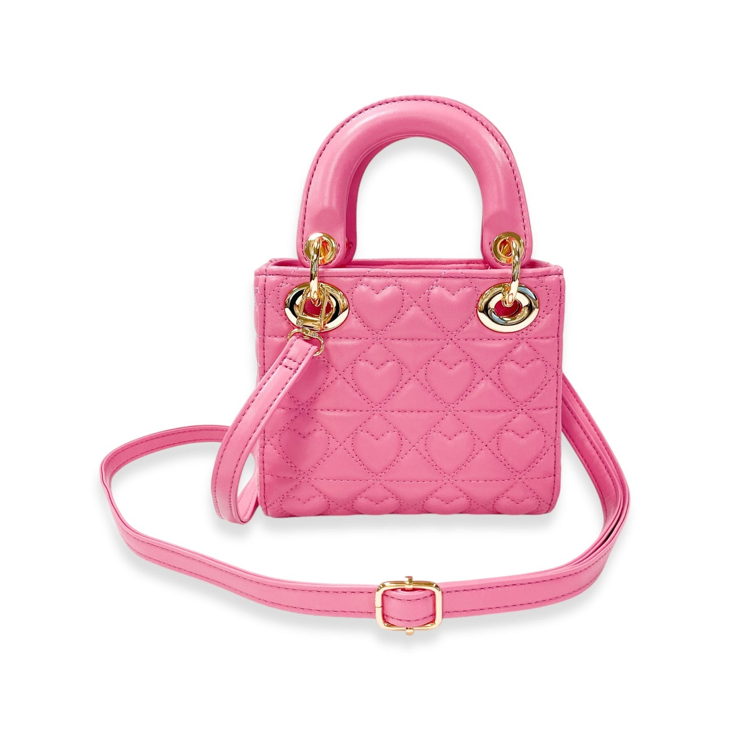 Heart Quilted Bag, Fuchsia