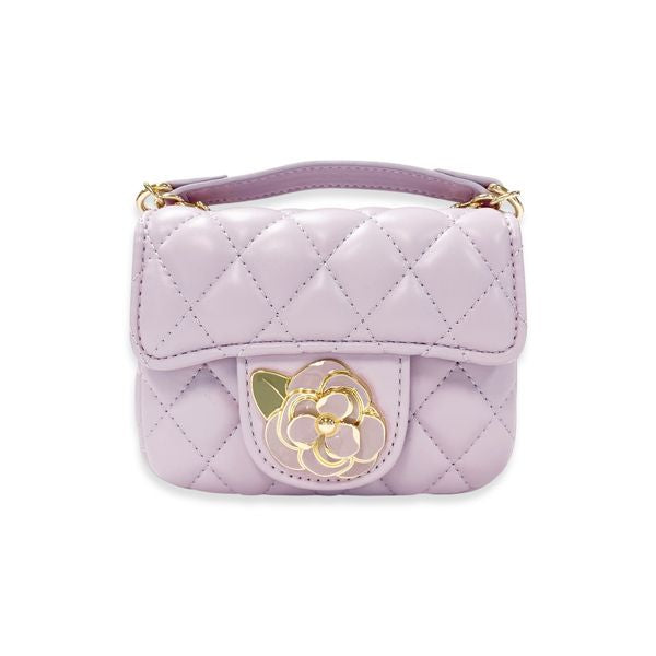 Floral Decor Quilted Purse, Purple