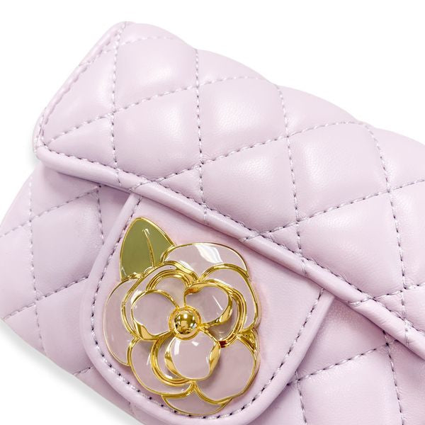 Floral Decor Quilted Purse, Purple
