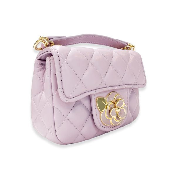 Floral Decor Quilted Purse, Purple