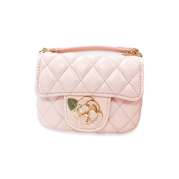 Floral Decor Quilted Purse, Pink