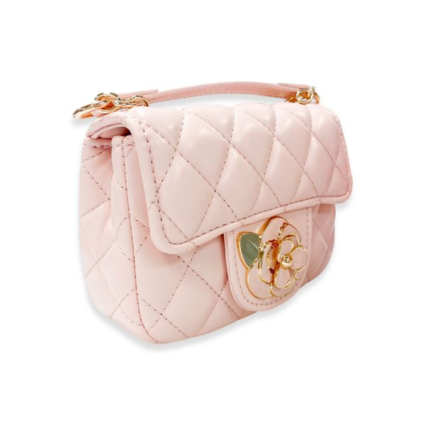 Floral Decor Quilted Purse, Pink
