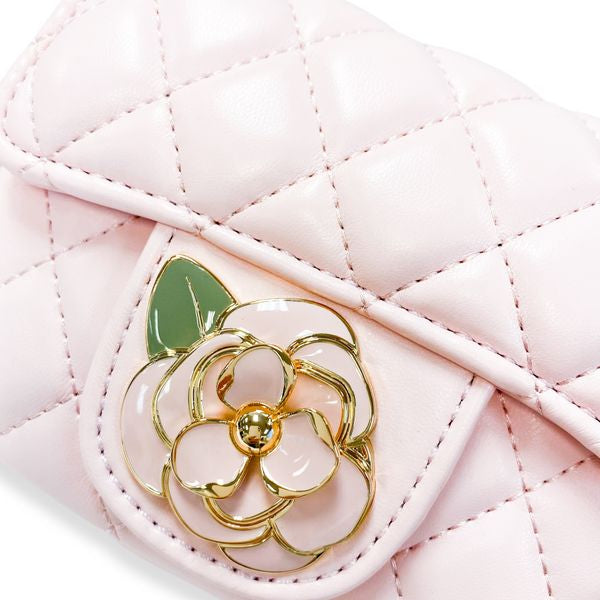 Floral Decor Quilted Purse, Pink