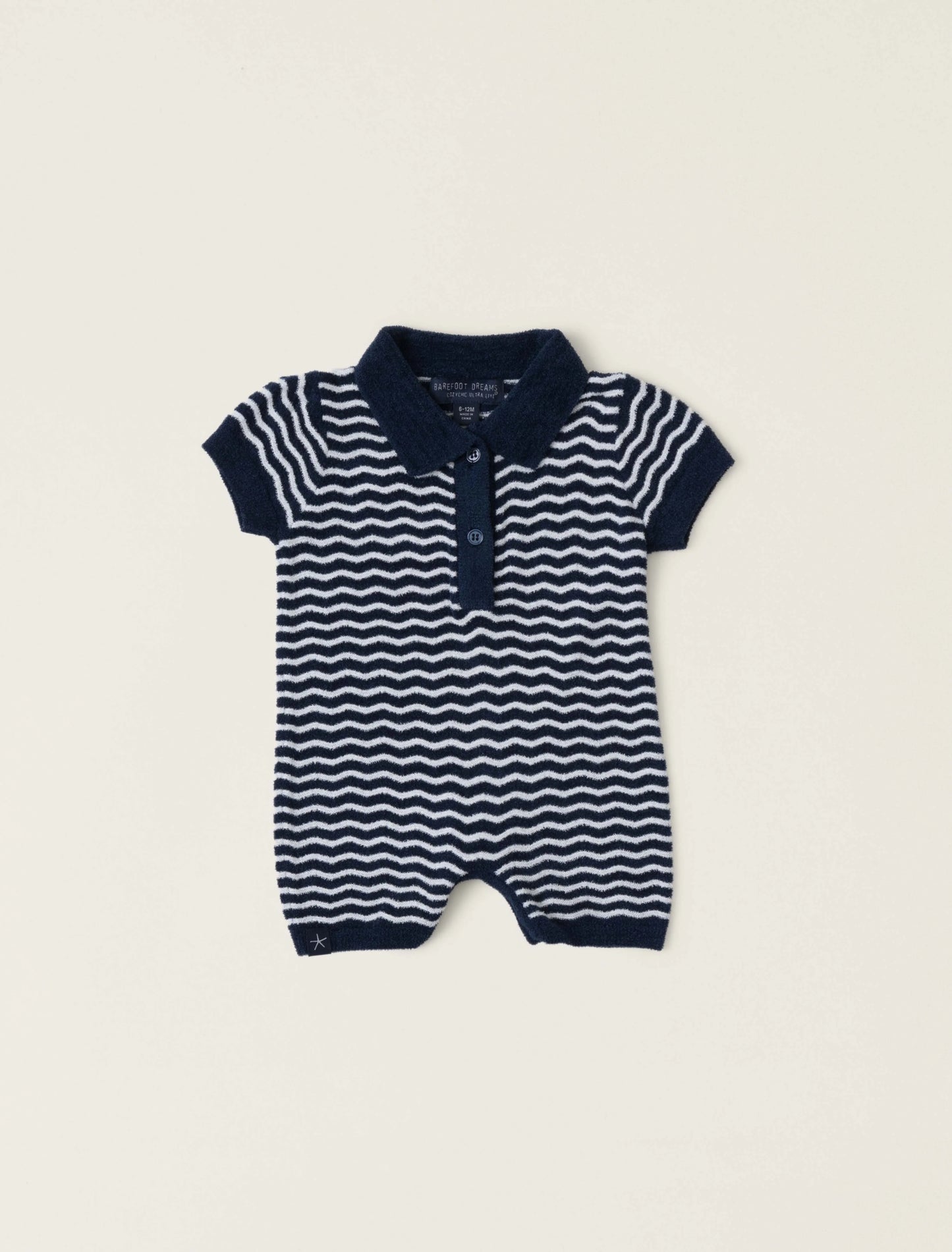 CozyChic Ultra Lite® Wavy Baby Onesie, Marine/Pearl