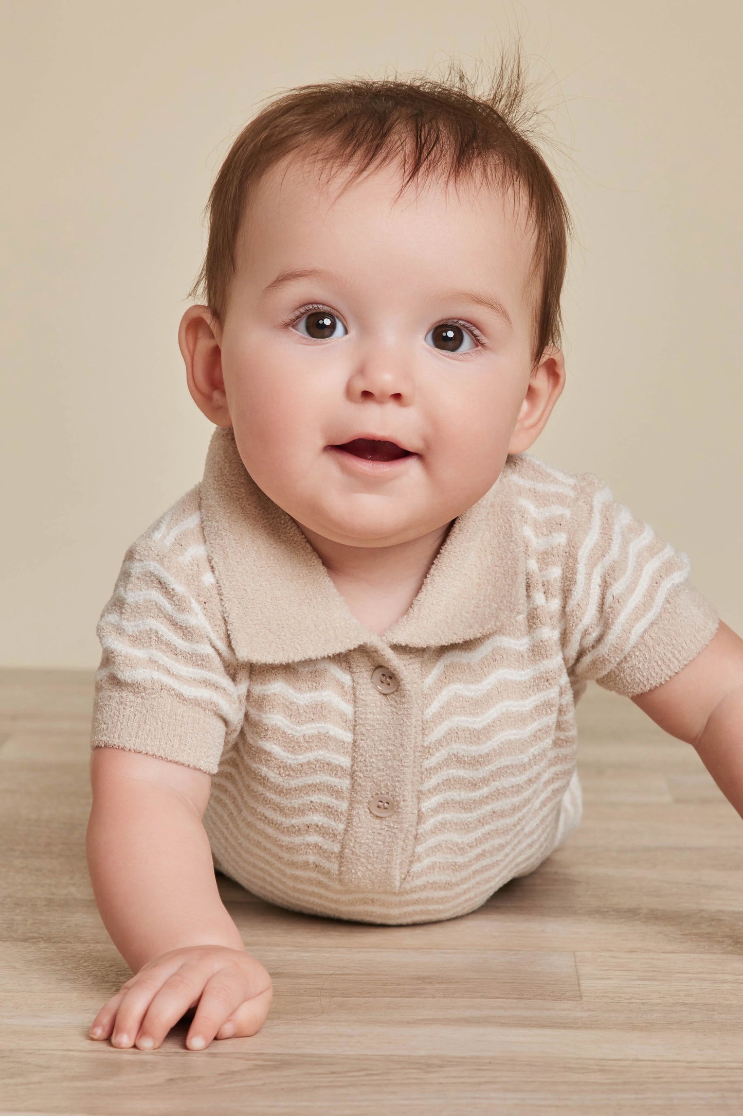 CozyChic Ultra Lite® Wavy Baby Onesie, Stone/Pearl