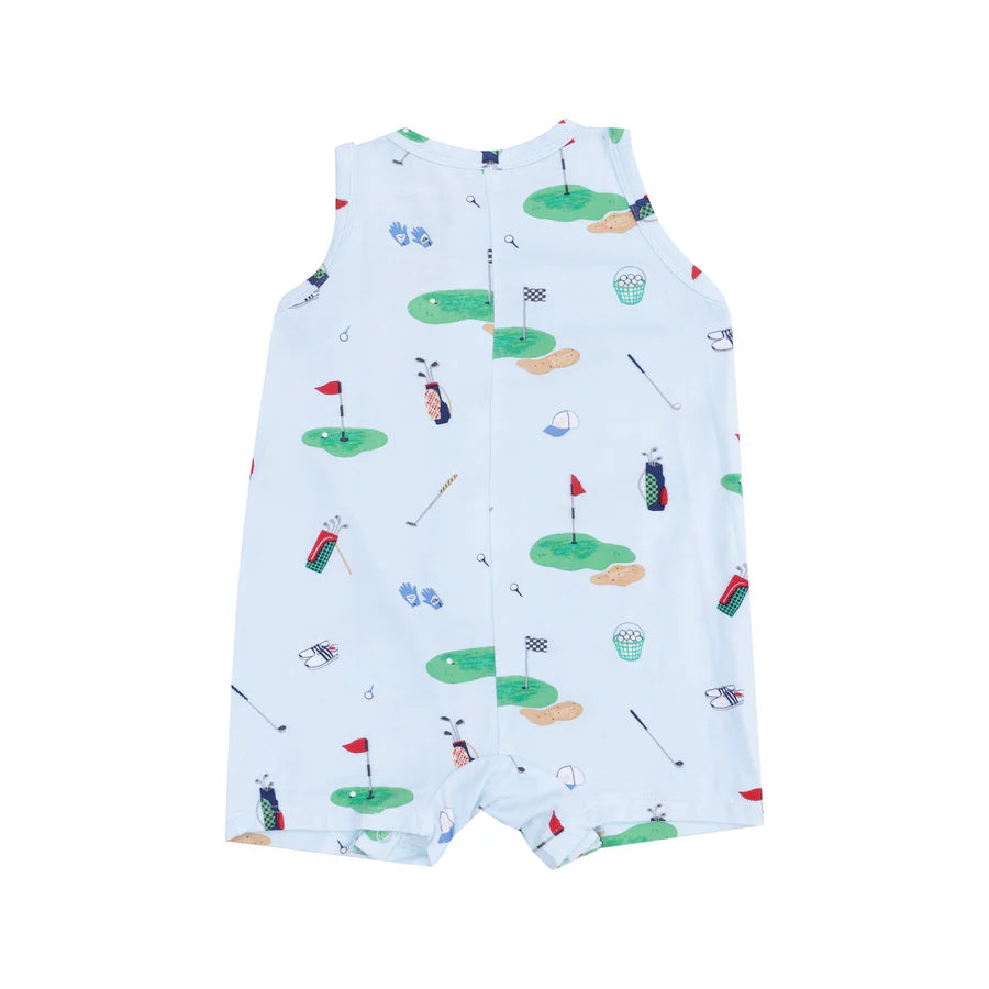 SLEEVELESS SHORTIE ROMPER - GOLF THINGS BLUE