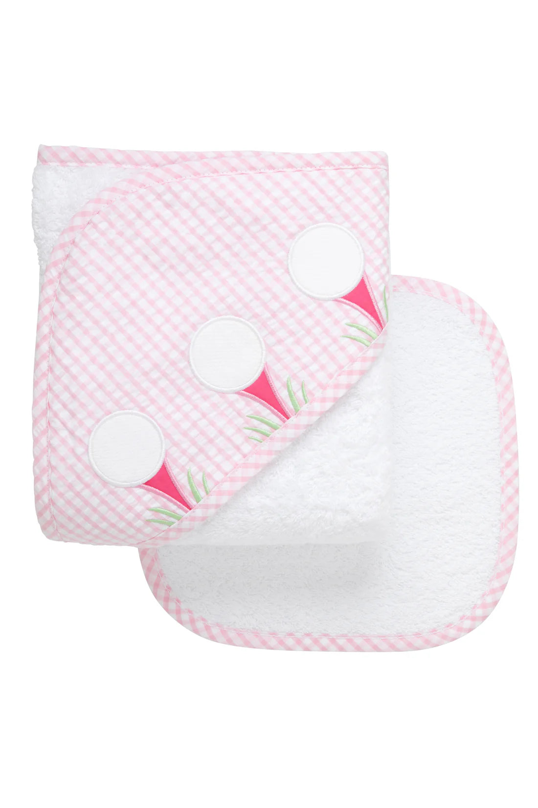 Golf Applique Hooded Towel & Washcloth Set, Pink