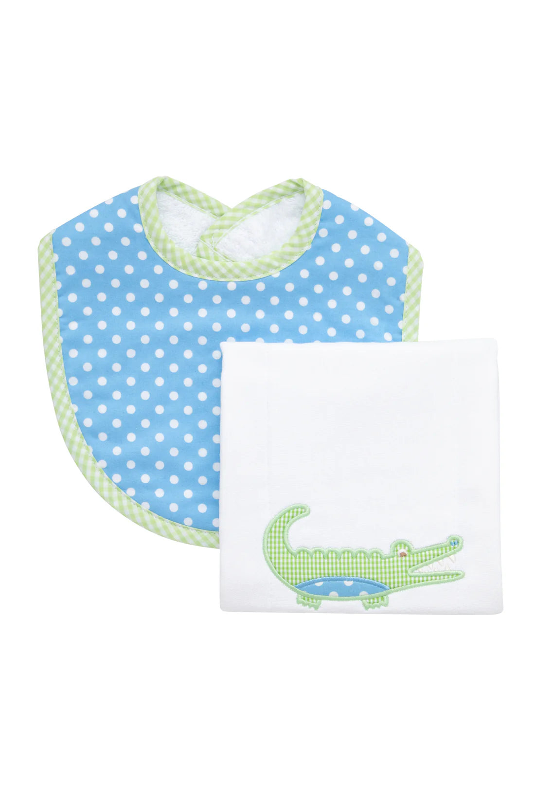 Alligator Basic Bib & Burp Set, Blue