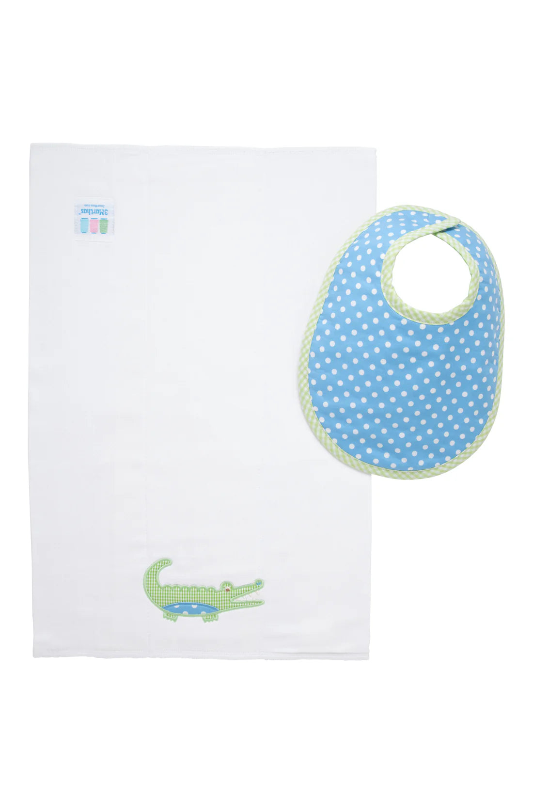 Alligator Basic Bib & Burp Set, Blue