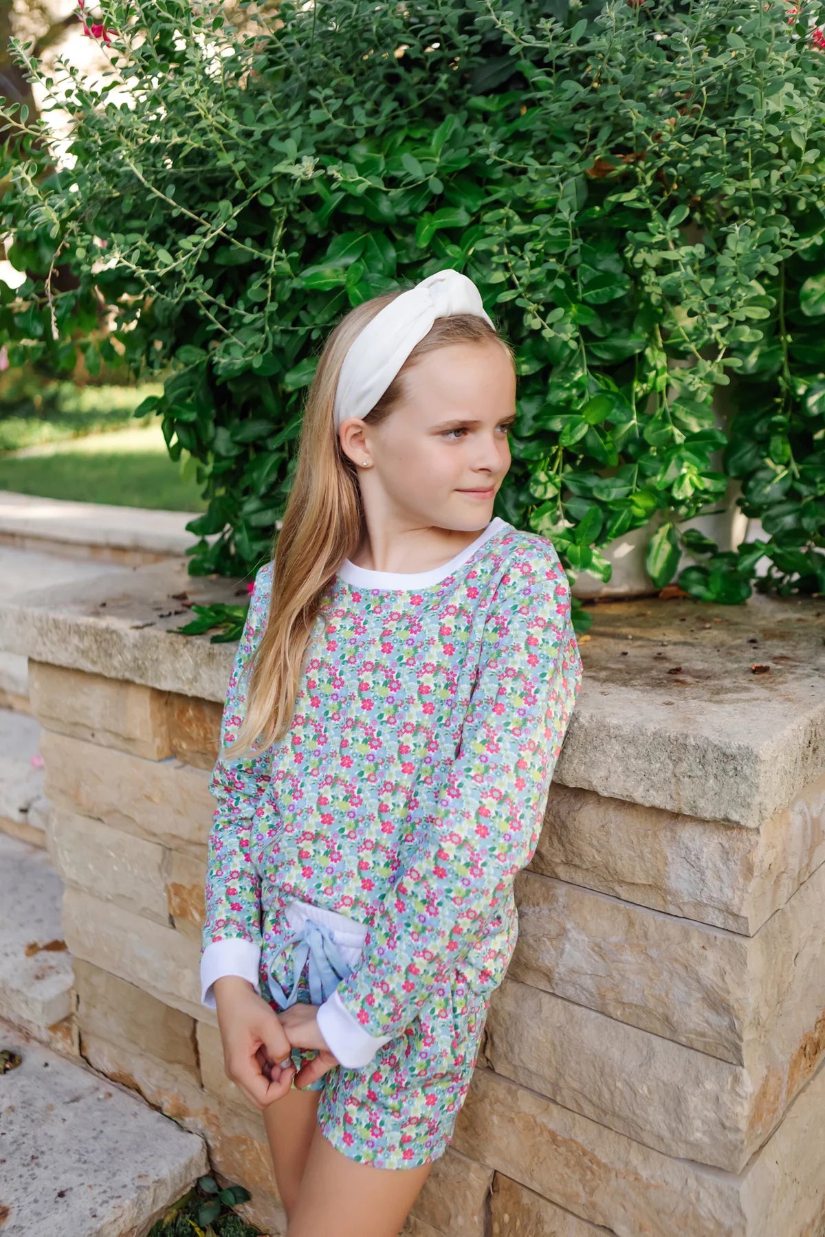 STELLA GIRLS' SWEATSHIRT SHORT SET - ARBORETUM FLORAL