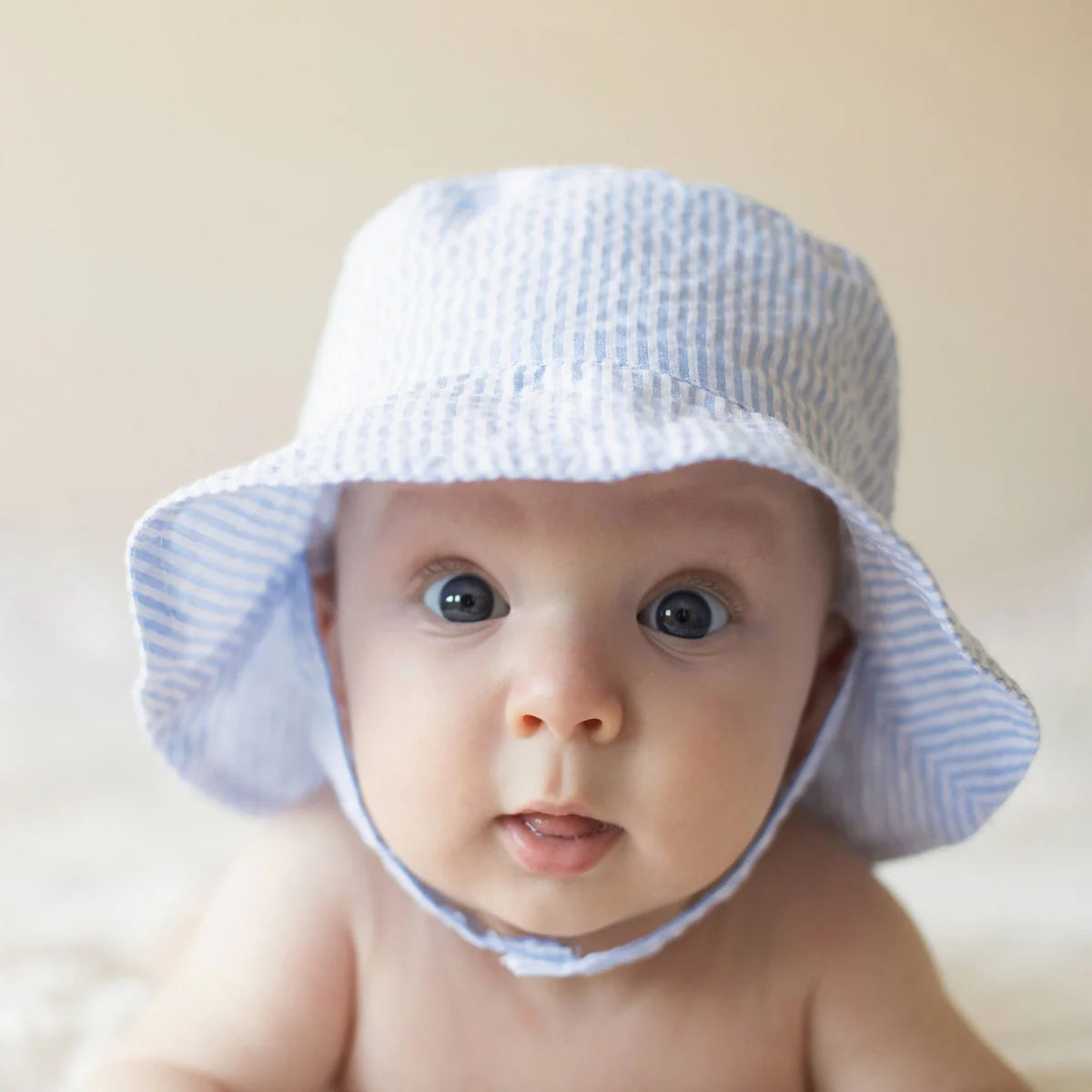 Light Blue Stripe UPF 25+ Seersucker Bucket Hat