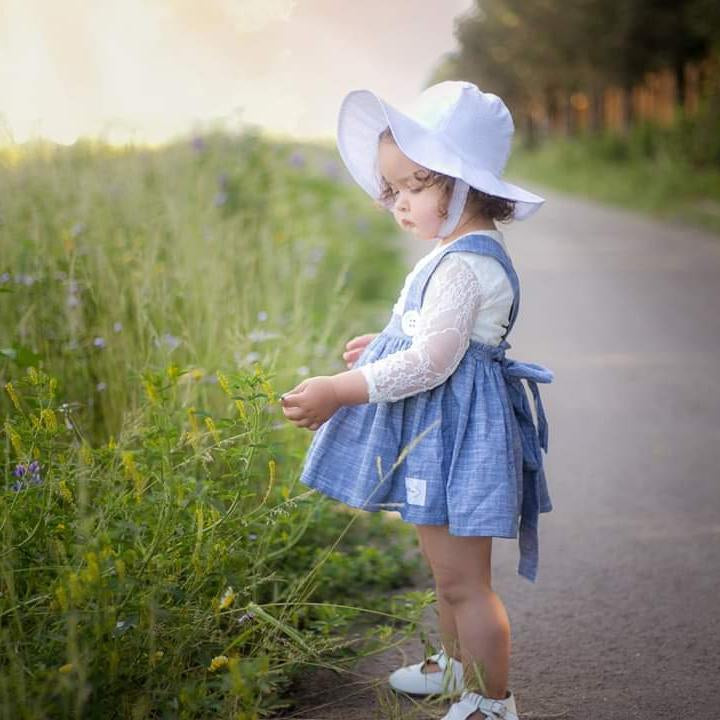 White Seersucker UPF 25+ Sunhat for Babies & Toddlers
