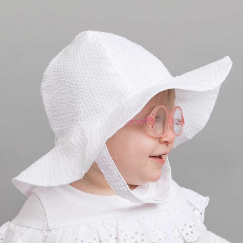 White Seersucker UPF 25+ Sunhat for Babies & Toddlers