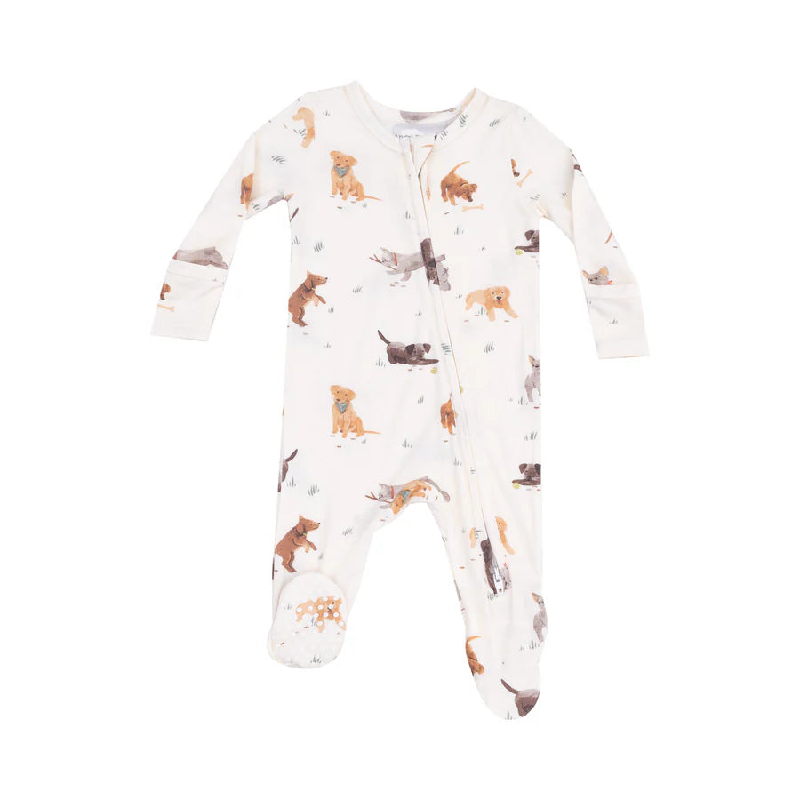 2 Way Zipper Footie, Watercolor Puppies