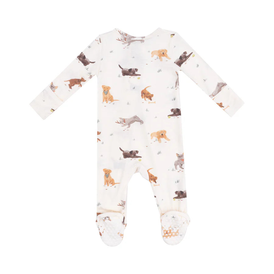 2 Way Zipper Footie, Watercolor Puppies