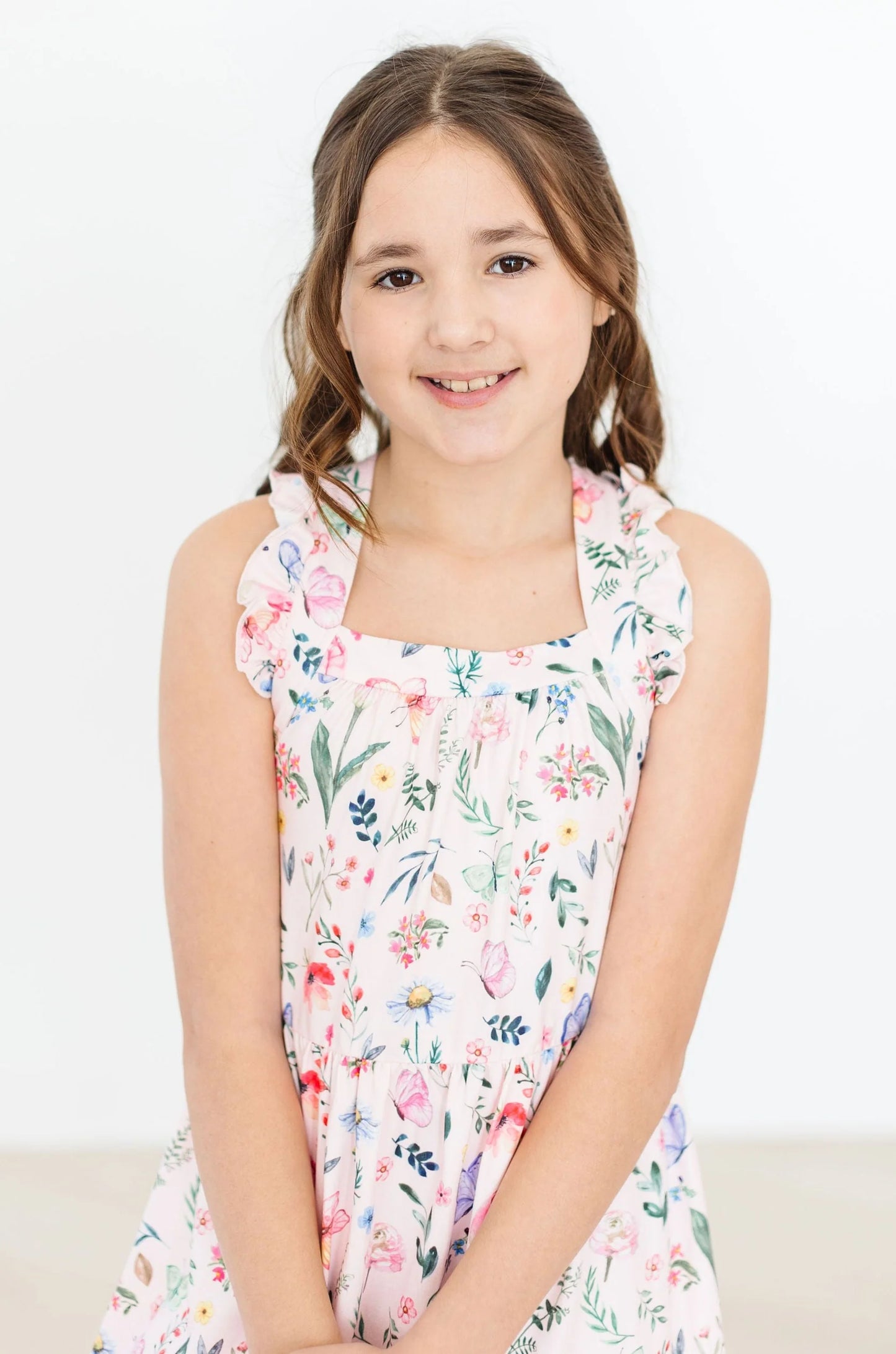 BUTTERFLY MEADOWS RUFFLE CROSS BACK DRESS