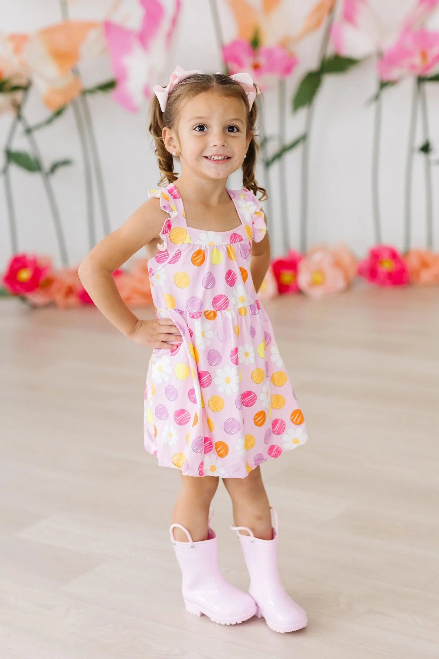 DAISY DOODLES RUFFLE CROSS BACK DRESS