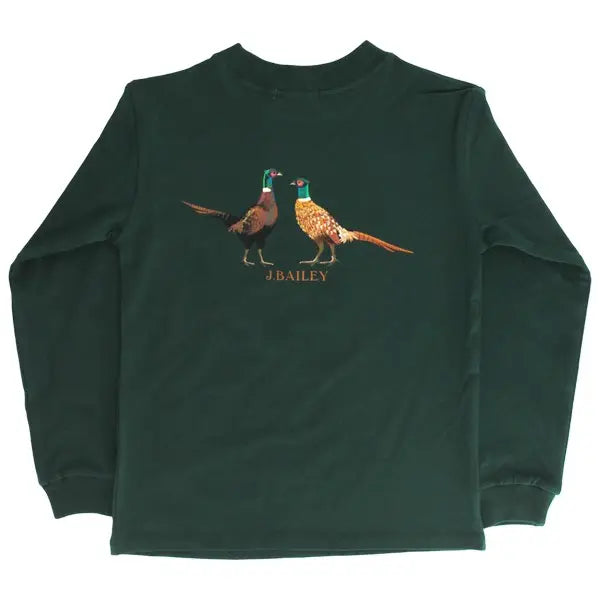 Long Sleeve Logo Tee, Pheasants on Hunter - Lily Pad