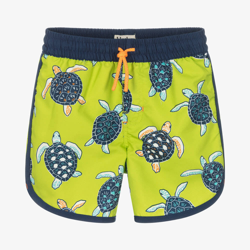 Tropical Turtles Swim Shorts - Lily Pad