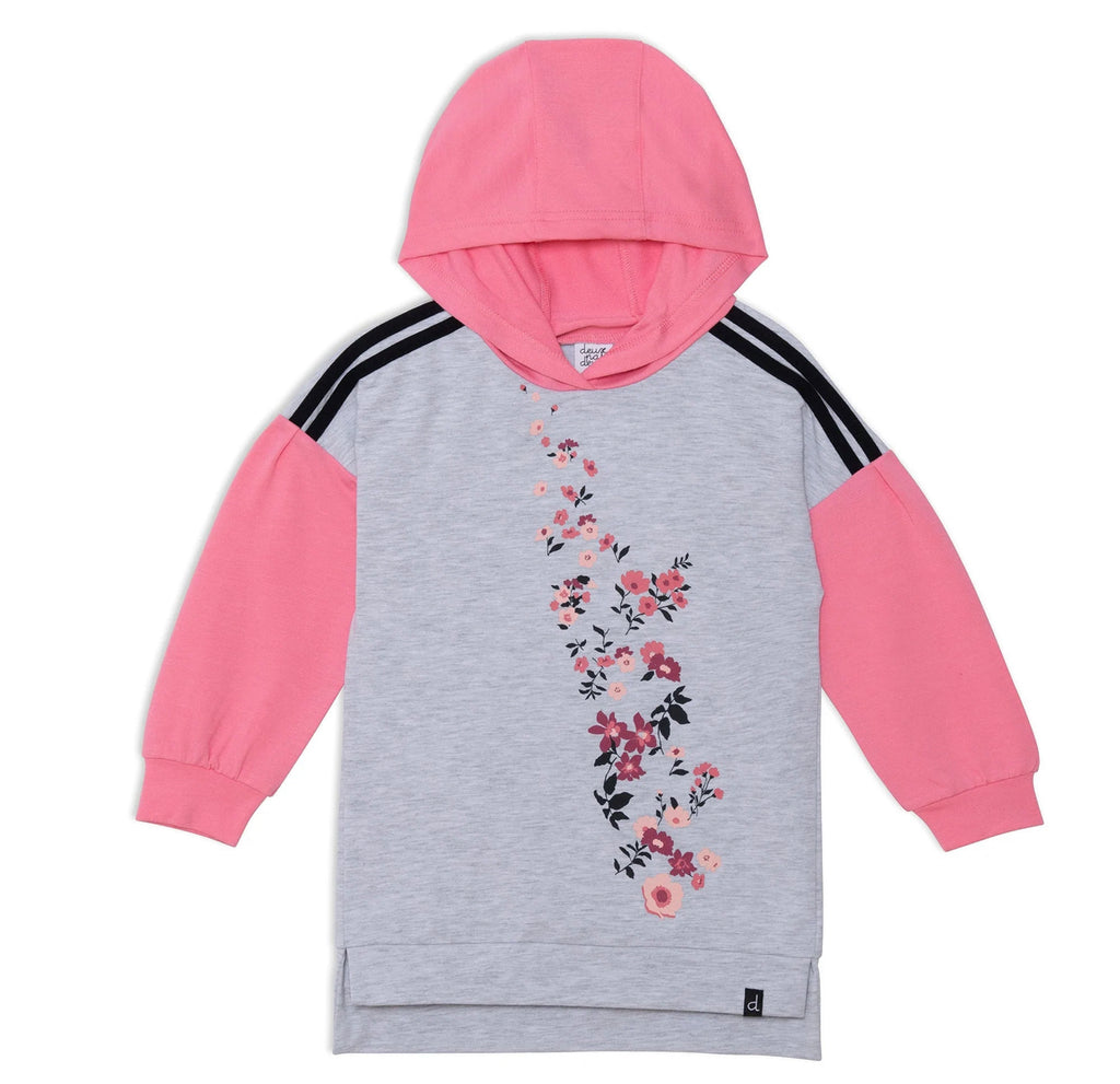 Athletic Tunic Sweatshirt With Printed Flowers - Lily Pad