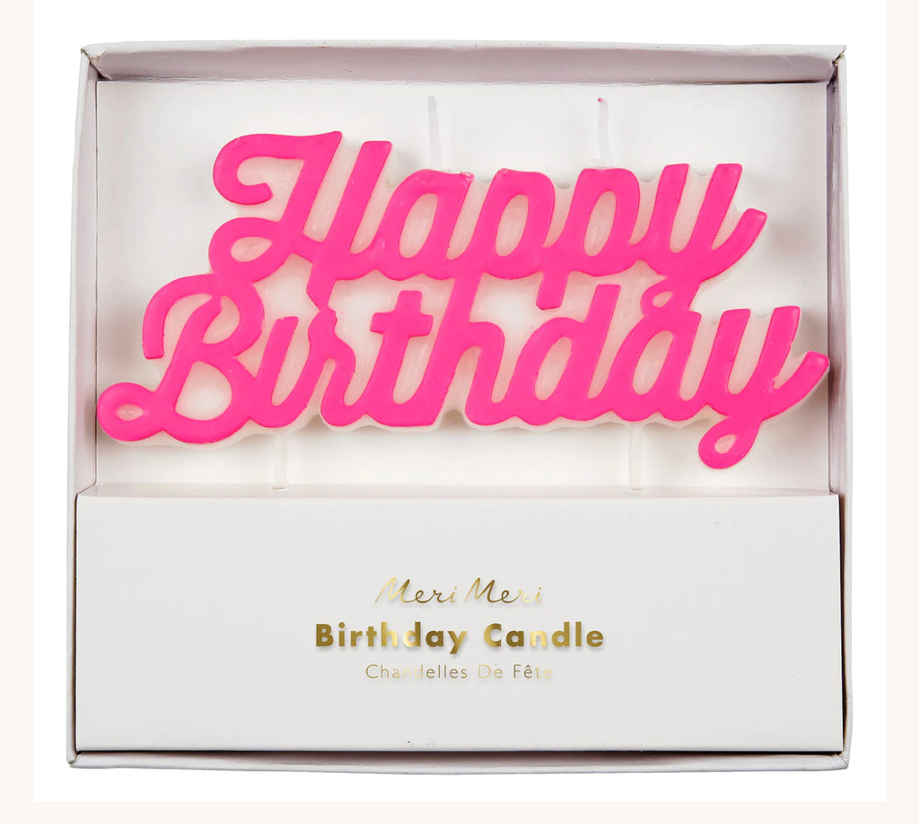 Pink Happy Birthday Candle - Lily Pad