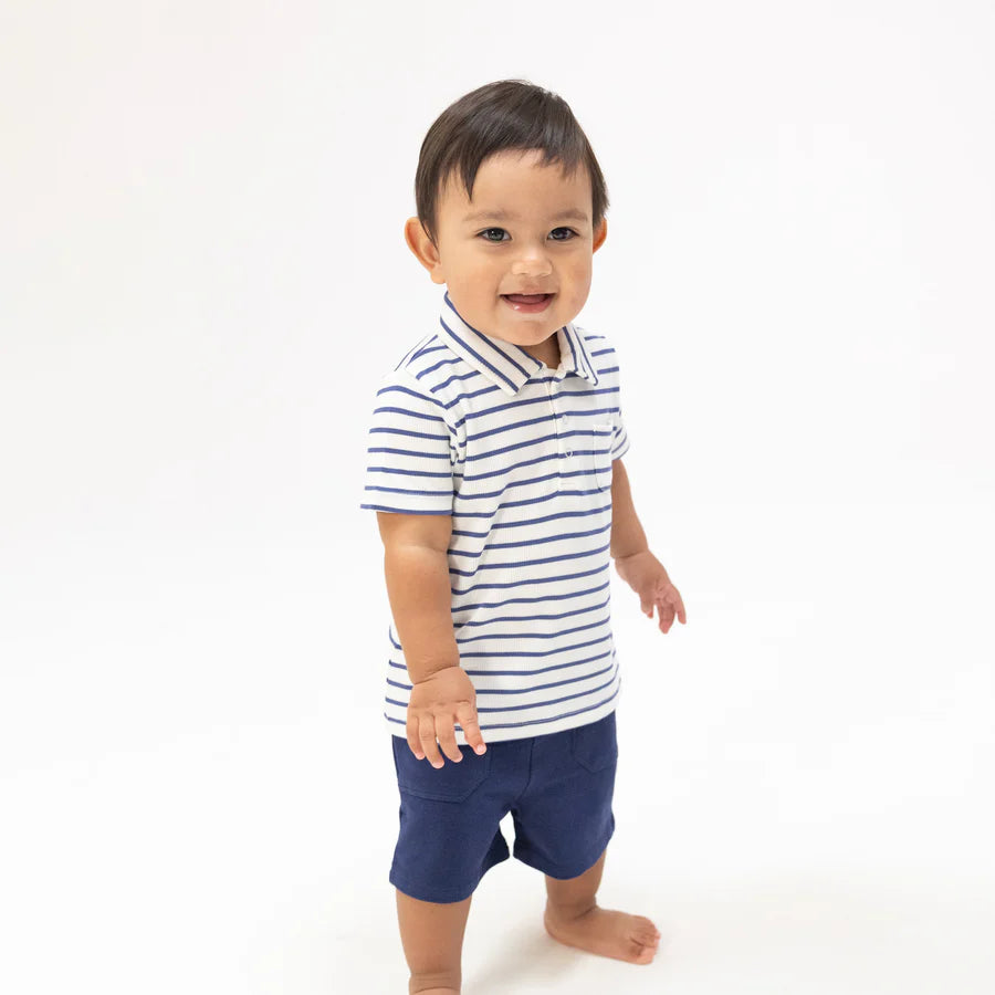 Polo Shirt & French Terry Short, Stripe Vintage Navy