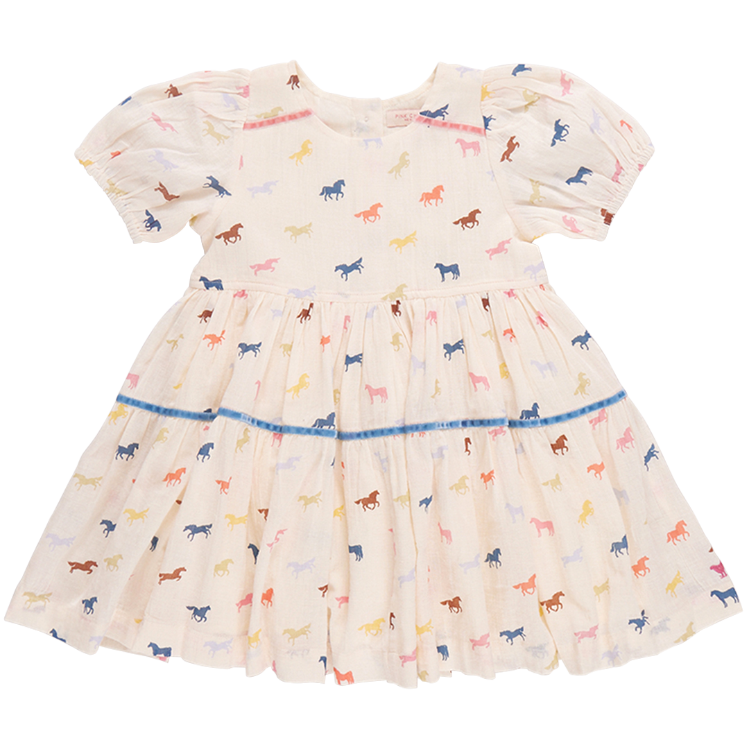 Girls Charlie Dress - Multi Tiny Horses