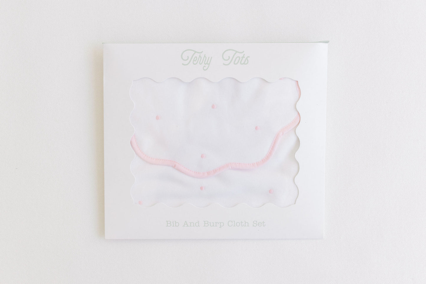 Bib & Burp Set, Pink Embroidered Dots