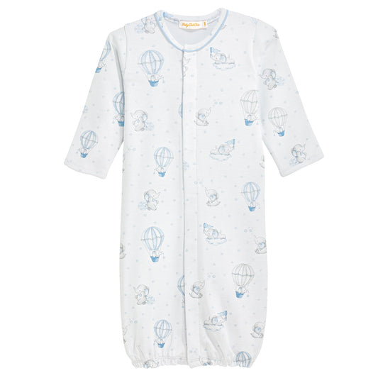Printed Convertible Gown with Piping, Dreamy Air Balloons Blue