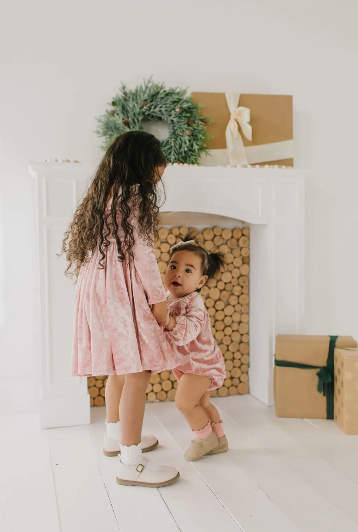 Gwendolyn Twirl Dress in Crushed Blush Velvet