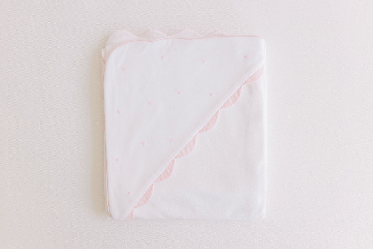 Hooded Towel, Pink Embroidered Dots