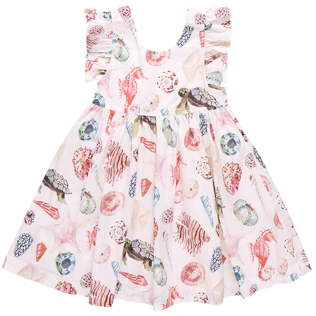 Girls Liv Dress - Watercolor Shells