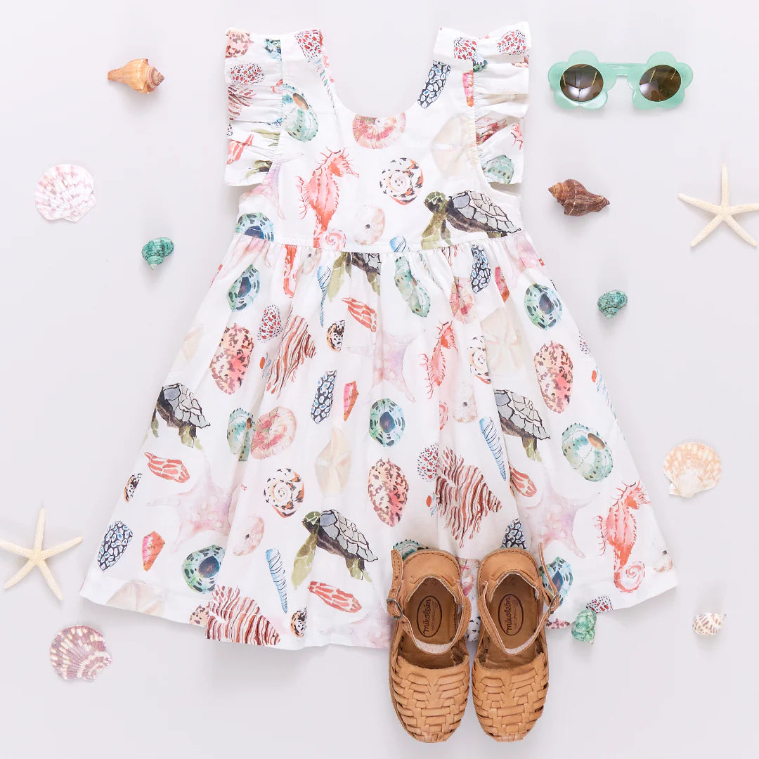 Girls Liv Dress - Watercolor Shells