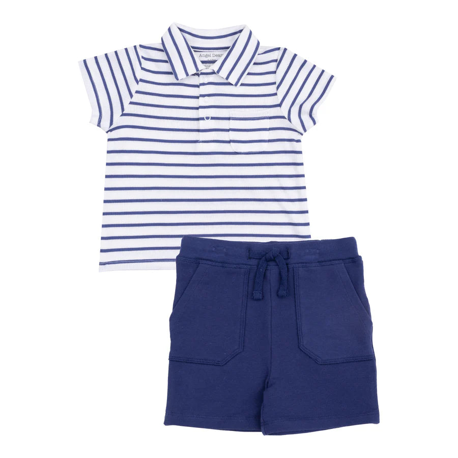 Polo Shirt & French Terry Short, Stripe Vintage Navy