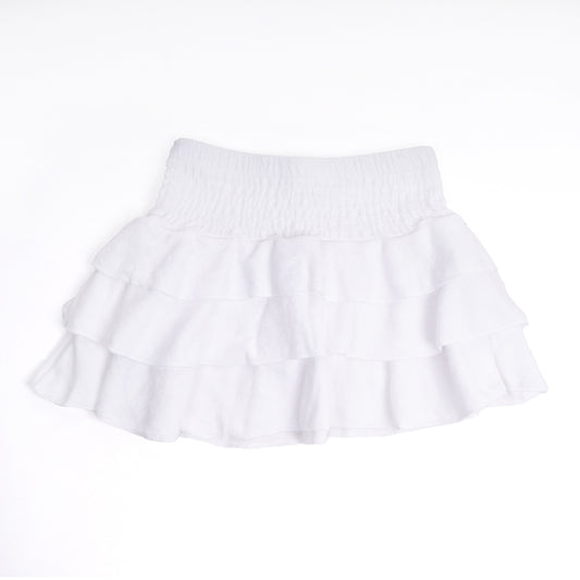 Terry Smocked Skirt, White