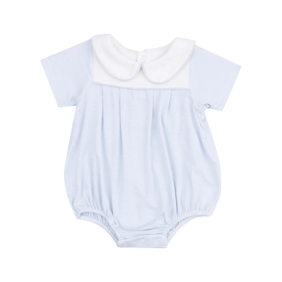 Angel Dear Bamboo fabric box pleat bubble blue and white stripe