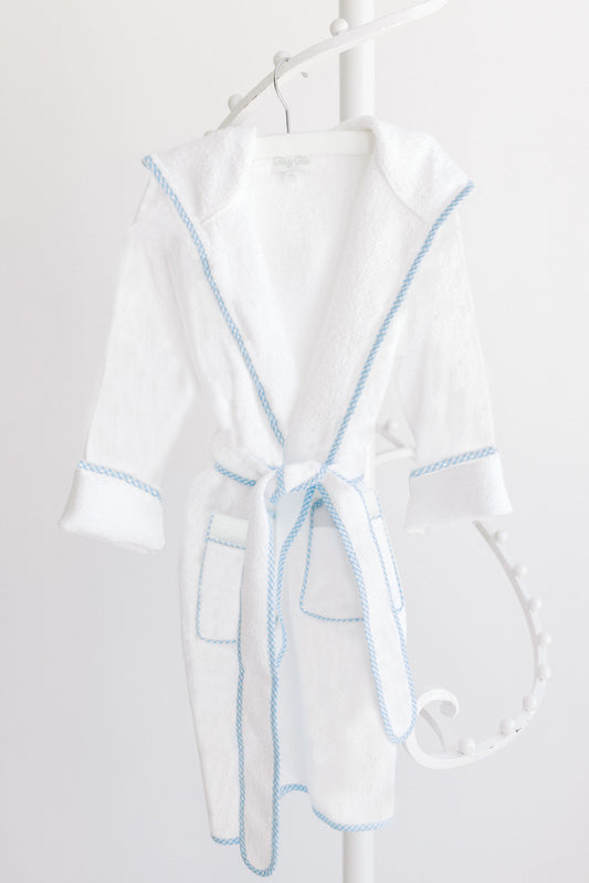 Bathrobe, White with Blue Gingham