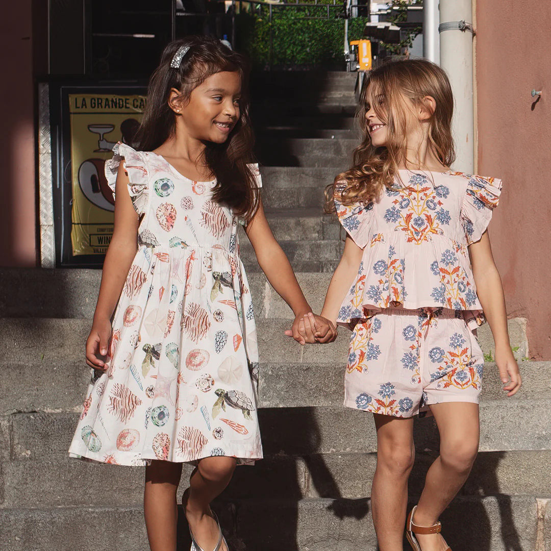 Girls Liv Dress - Watercolor Shells