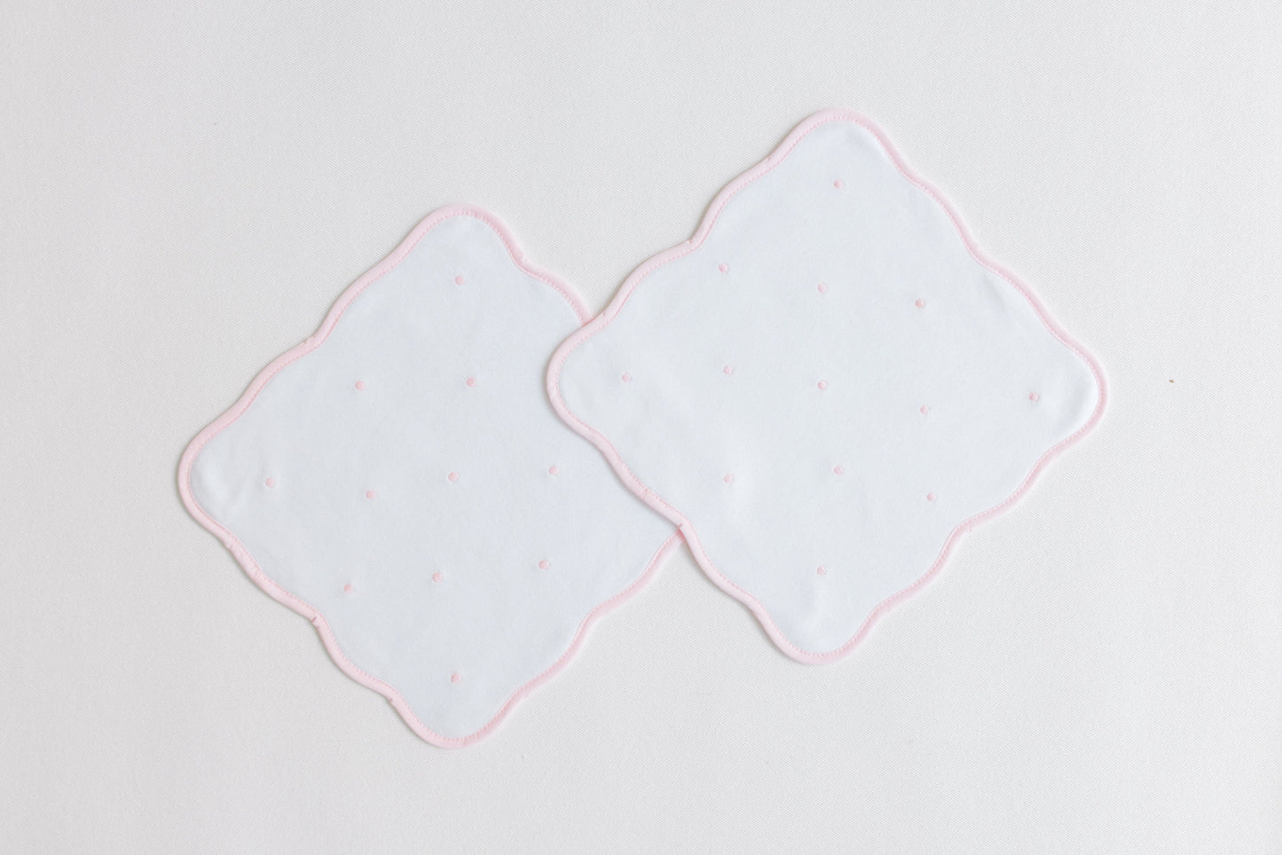 Washcloth Set, Pink Embroidered Dots