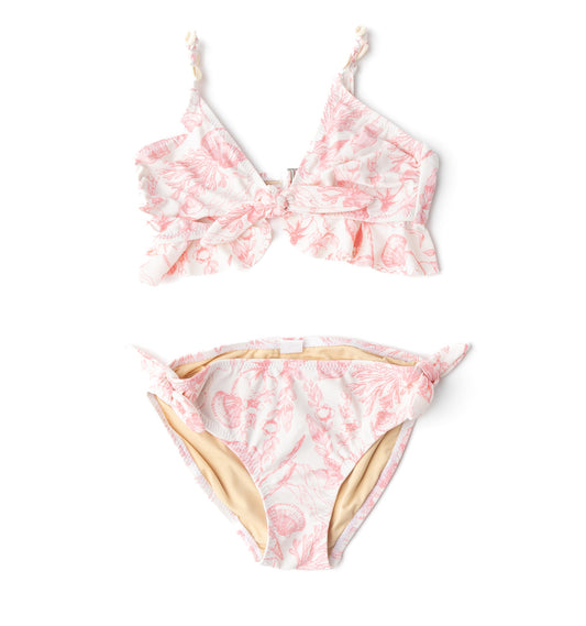 Seaside Toile 2-piece Ruffle Bikini